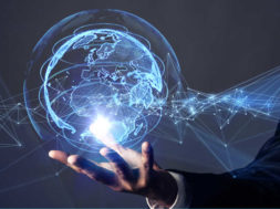 Global communication network concept.