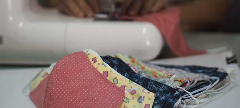 Woman made mask self prevention ill made of fabric for dust and germs pm 2.5, virus covid 19