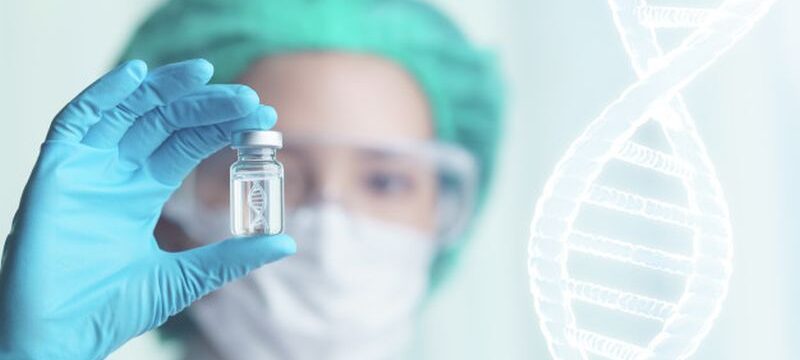woman-doctor-holding-transparent-glass-bottle-with-dna-icon-inside-her-hand_46370-2407