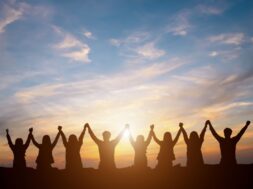 Silhouette,Of,Group,Happy,Business,Team,Making,High,Hands,Over