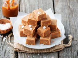 Salted,Caramel,Pieces,And,Sea,Salt.,Golden,Butterscotch,Toffee,Caramels.