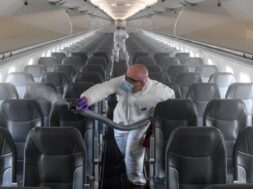 disinfecting airplane airline COVID
