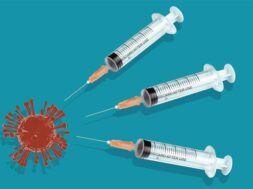 Corona virus victory, syringes fight covid-19