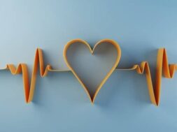 Digital generated heart shape with pulse trace. (3d render)