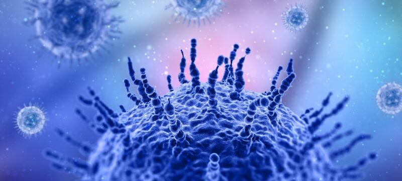 3D medical background with close up of virus cell