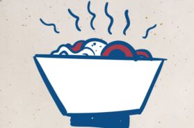 Japanese food in a bowl vector