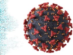 Abstract medical background with covid 19 virus cell