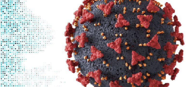 Abstract medical background with covid 19 virus cell