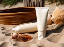 mockup-white-tube-sunscreen-cream-beach-summer-sunny-day-generated-by-artificial-int
