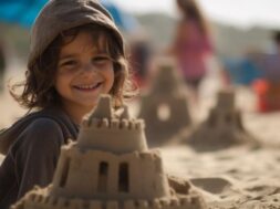 smiling-child-playing-sand-outdoors-generated-by-ai