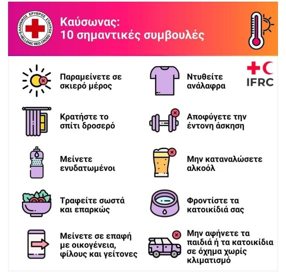 Οδηγίες από τον Ε.Ε.Σ. για τις υψηλές θερμοκρασίες