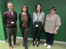 Left to Right Prof. Rob Copeland, Director of the AWRC; Cath Holborn, AWRC Training and Education Lead; Dr. Eirini Kyriakoulakou, Fellow; and Claire Woodward, AWRC Programmes and Planning Manager