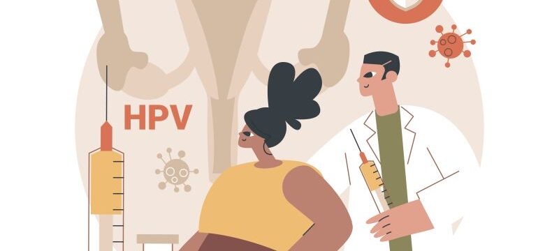 HPV vaccination abstract concept vector illustration.