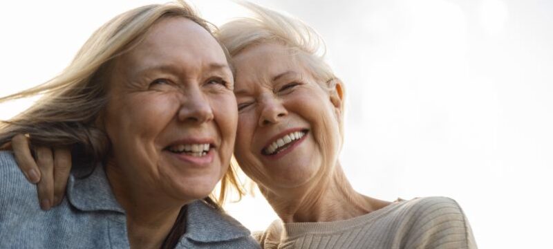 low-angle-smiley- old -women-nature