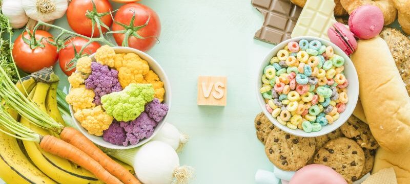 overhead-view-unhealthy-versus-healthy-food-background