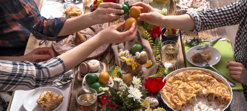 Home Holiday friends or family at the festive table