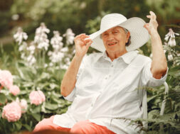 Woman 60 years relax in summer park