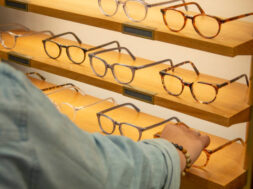 Woman selecting a pair of eyeglasses