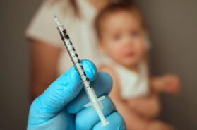 Child vaccination blurry background